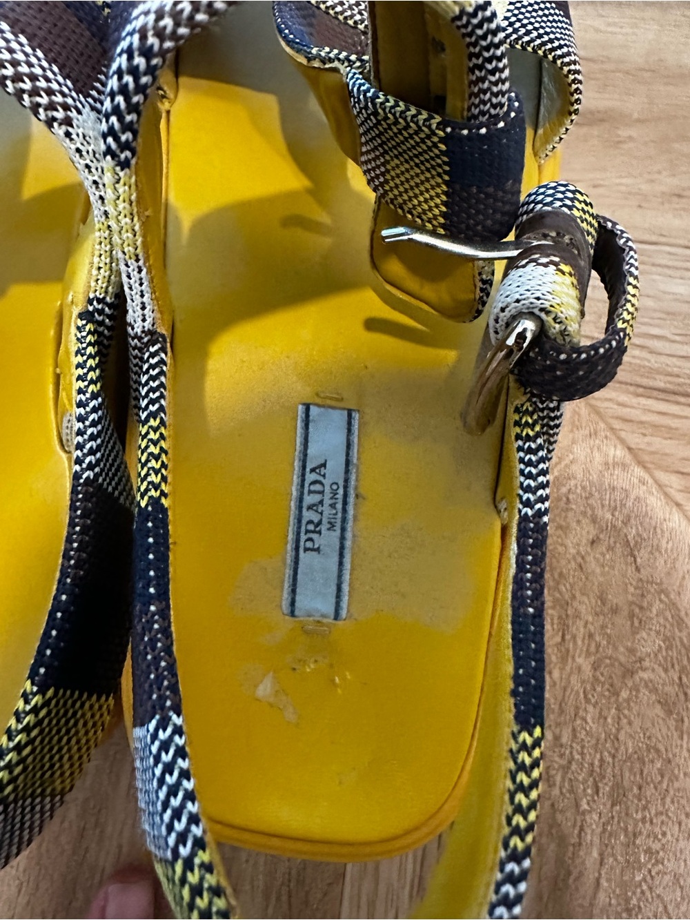 Prada Yellow Plaid Platform Sandals - Women's - Picture 2 of 14